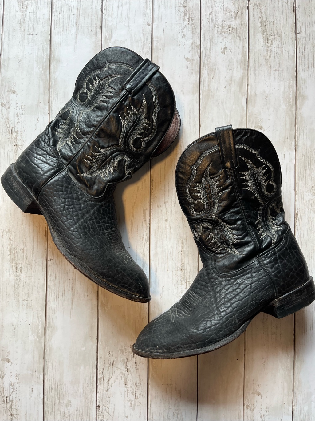 Tony Lama 1102 Black Leather Cowboy Boots Men's Size 11.5 Ee